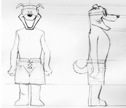 surfer dog mascot design sketch